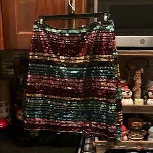 Anthropologie rainbow sequin skirt